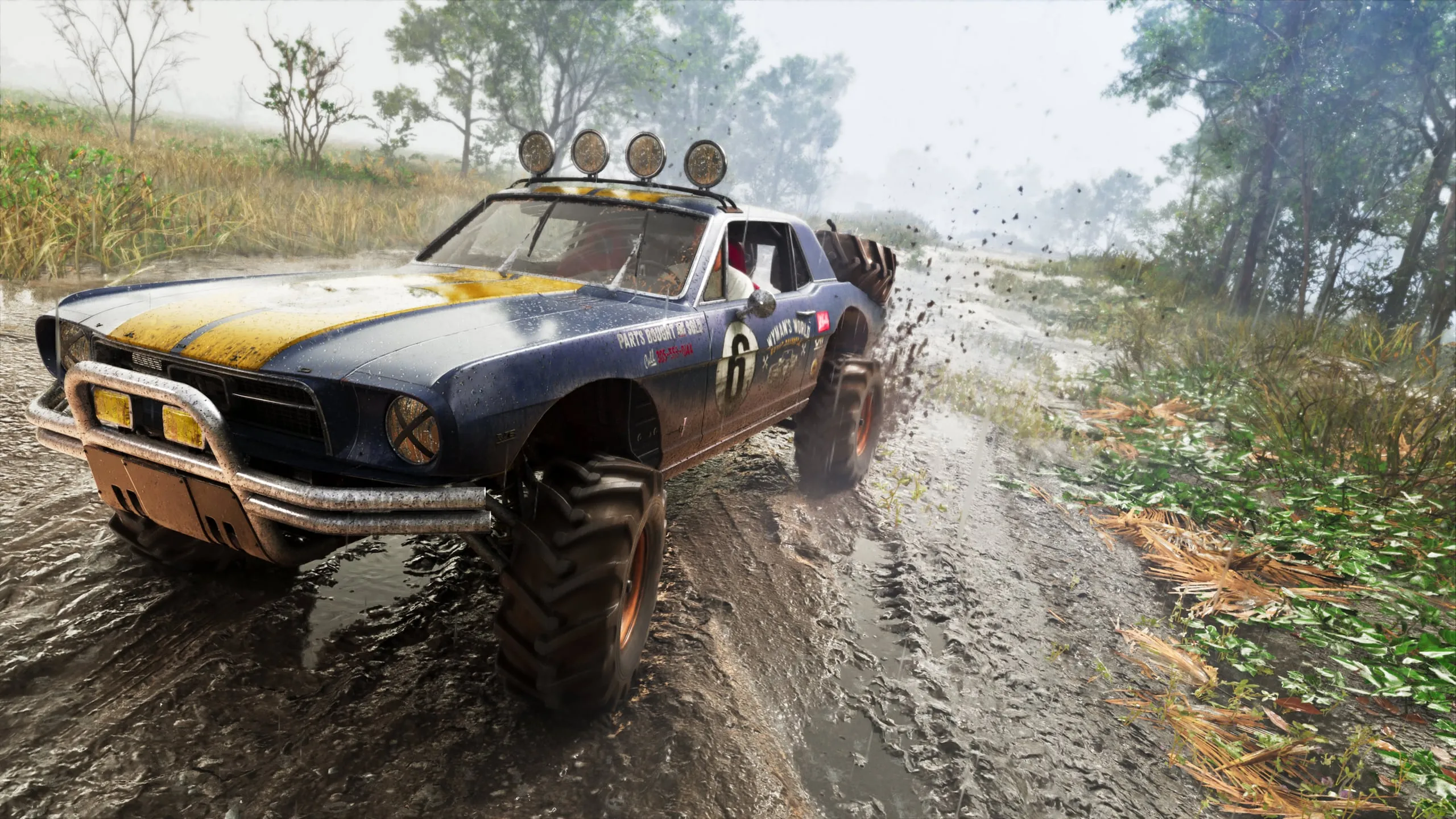 The 1967 Vapid Dominator buggy in the mud with a Wyman's World livery