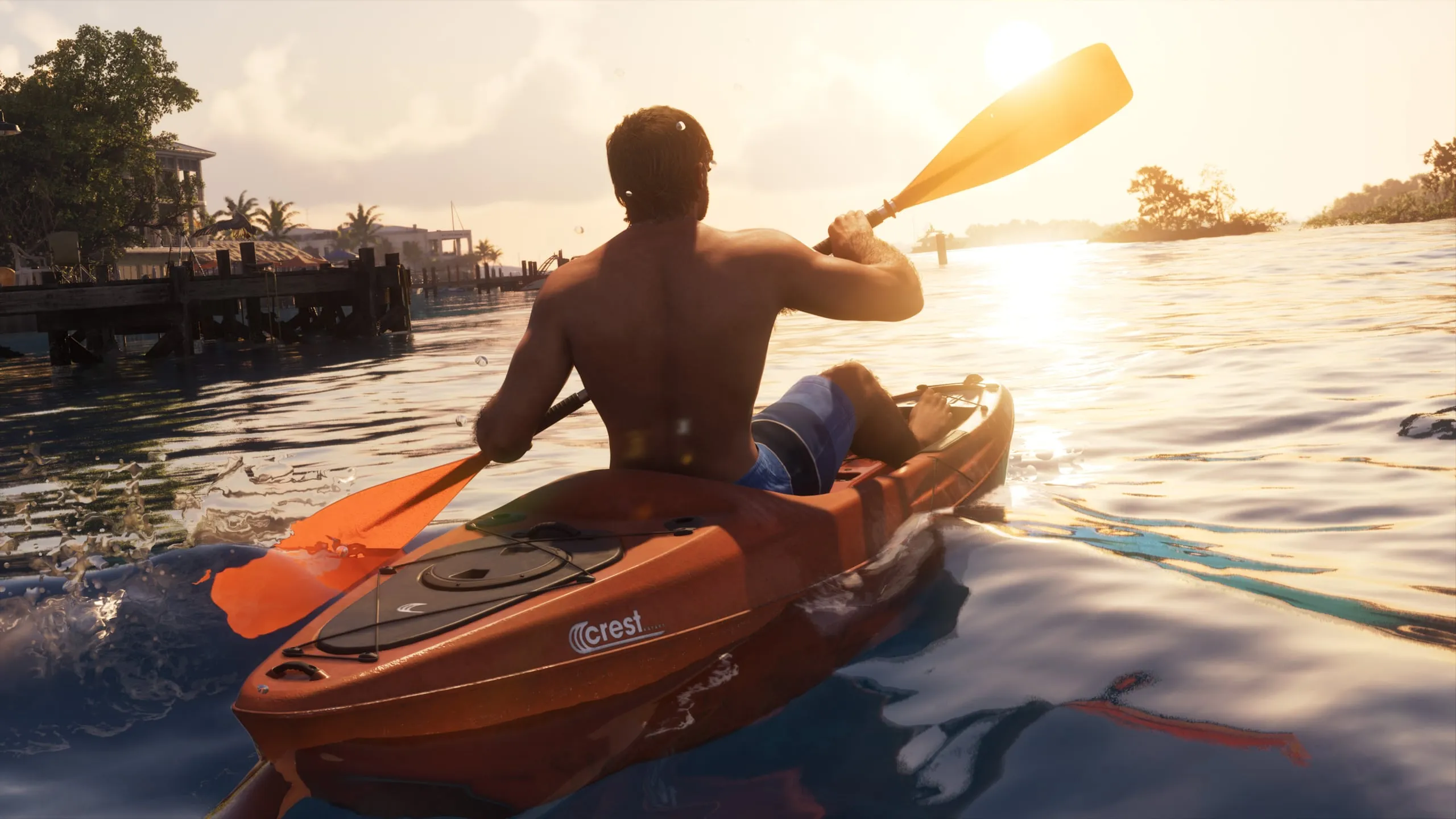 Jason paddles the Crest kayak at sunset